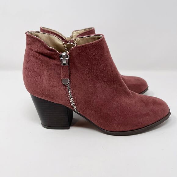 Style & Co Womens Size 6 Red Masrinaa Double Zip Ankle Booties Faux Suede - Picture 5 of 10